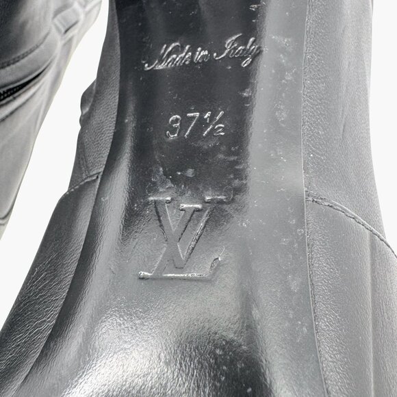 Louis Vuitton Silhouette Black Leather Block Heel Ankle Boots Size 37.5 US 7.5 - Picture 16 of 16